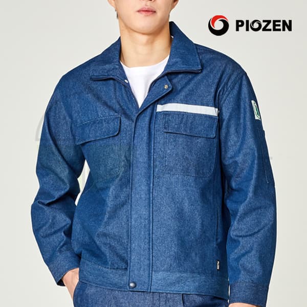 PS-J418/상의/춘하//코튼100+8온스/청지/스트레치/반사테이프(앞)/블루/M~4XL