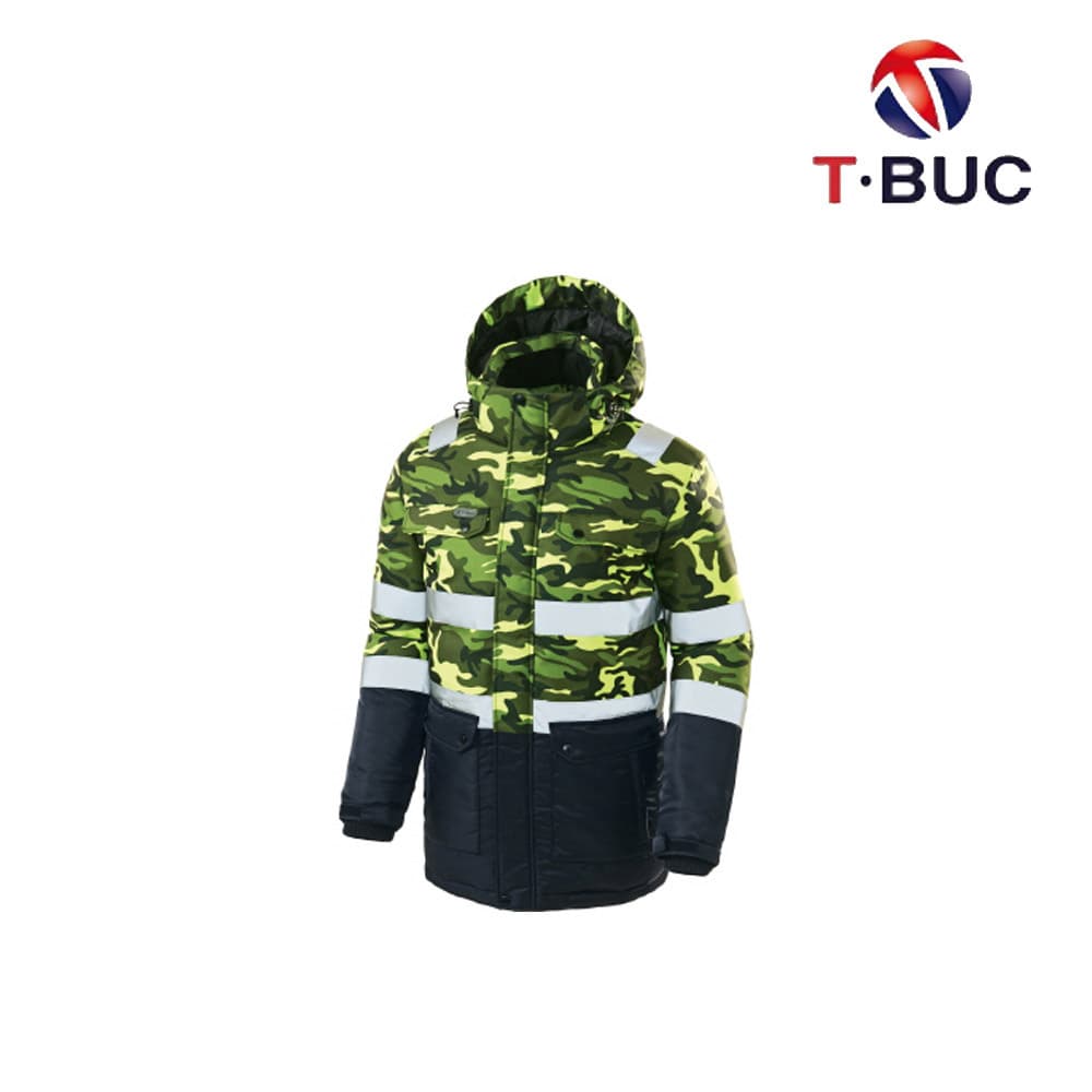 TB-619J/상의/겨울/티뷰크/웰론하프코트/폴리100/정전기차폐안감/후드탈부착/YKK투웨이지퍼/그린엘로우